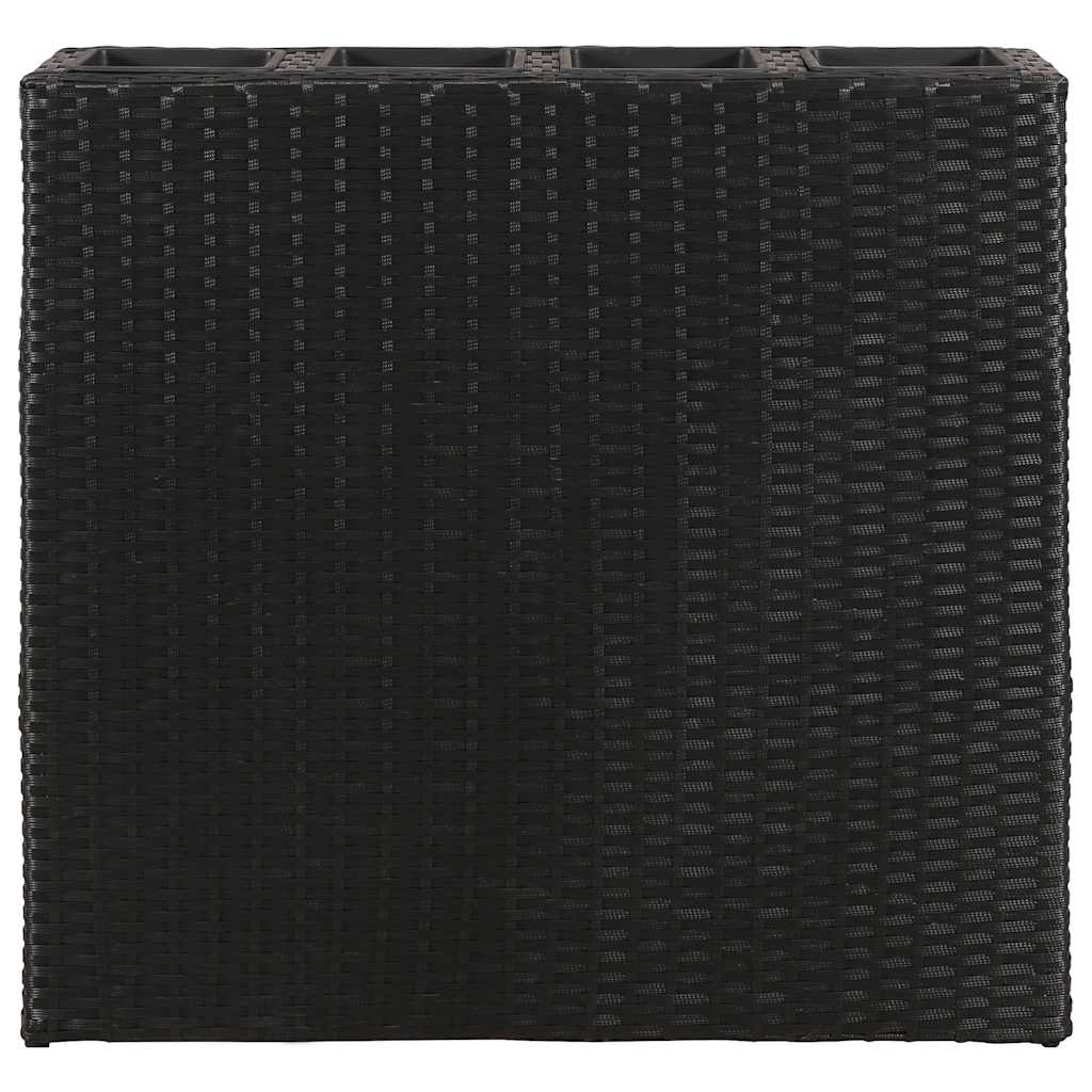 Garten-Hochbeet mit 4 Töpfen 2 Stk. Poly Rattan Grau