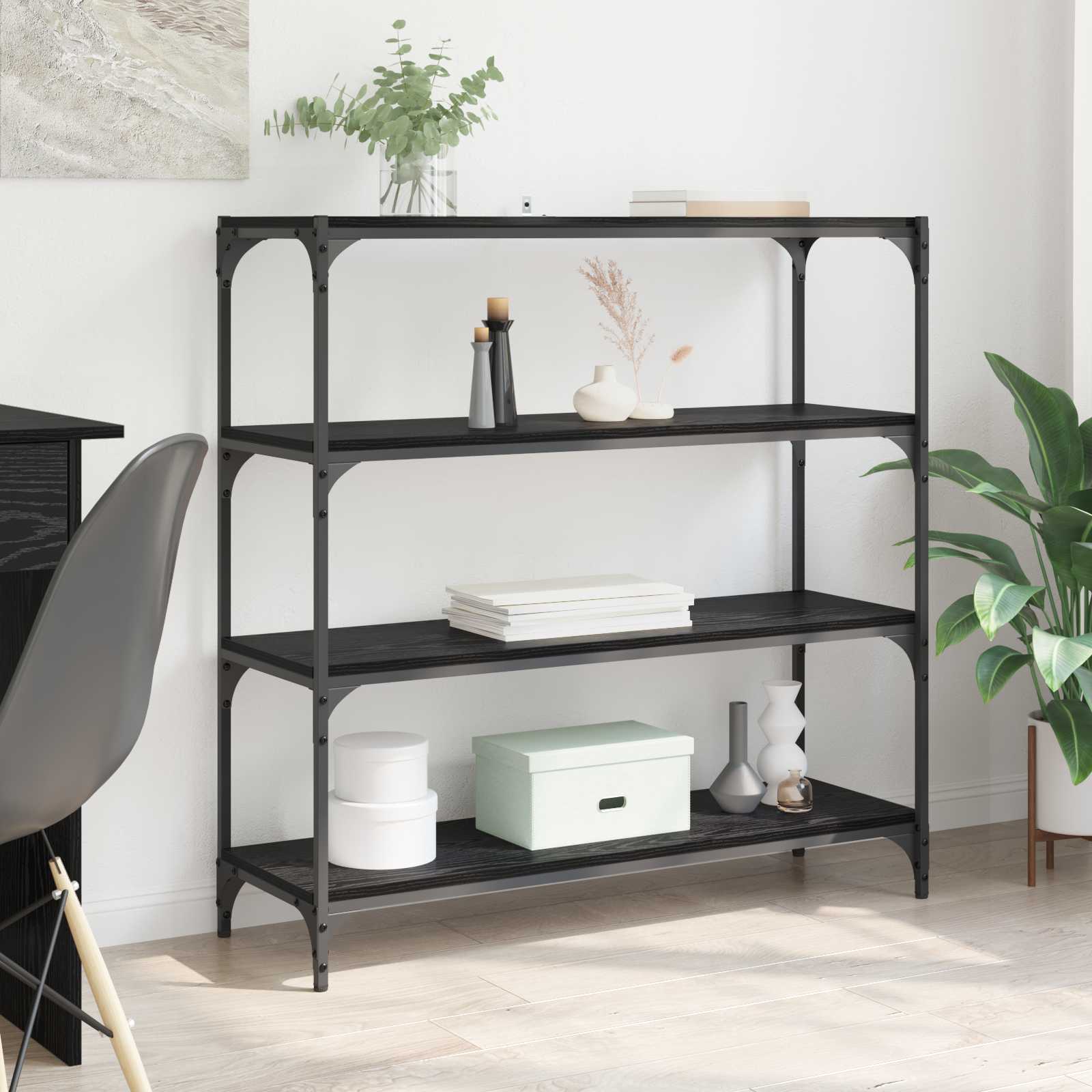 Bücherregal Schwarz 40x33x70,5 cm Holzwerkstoff und Stahl