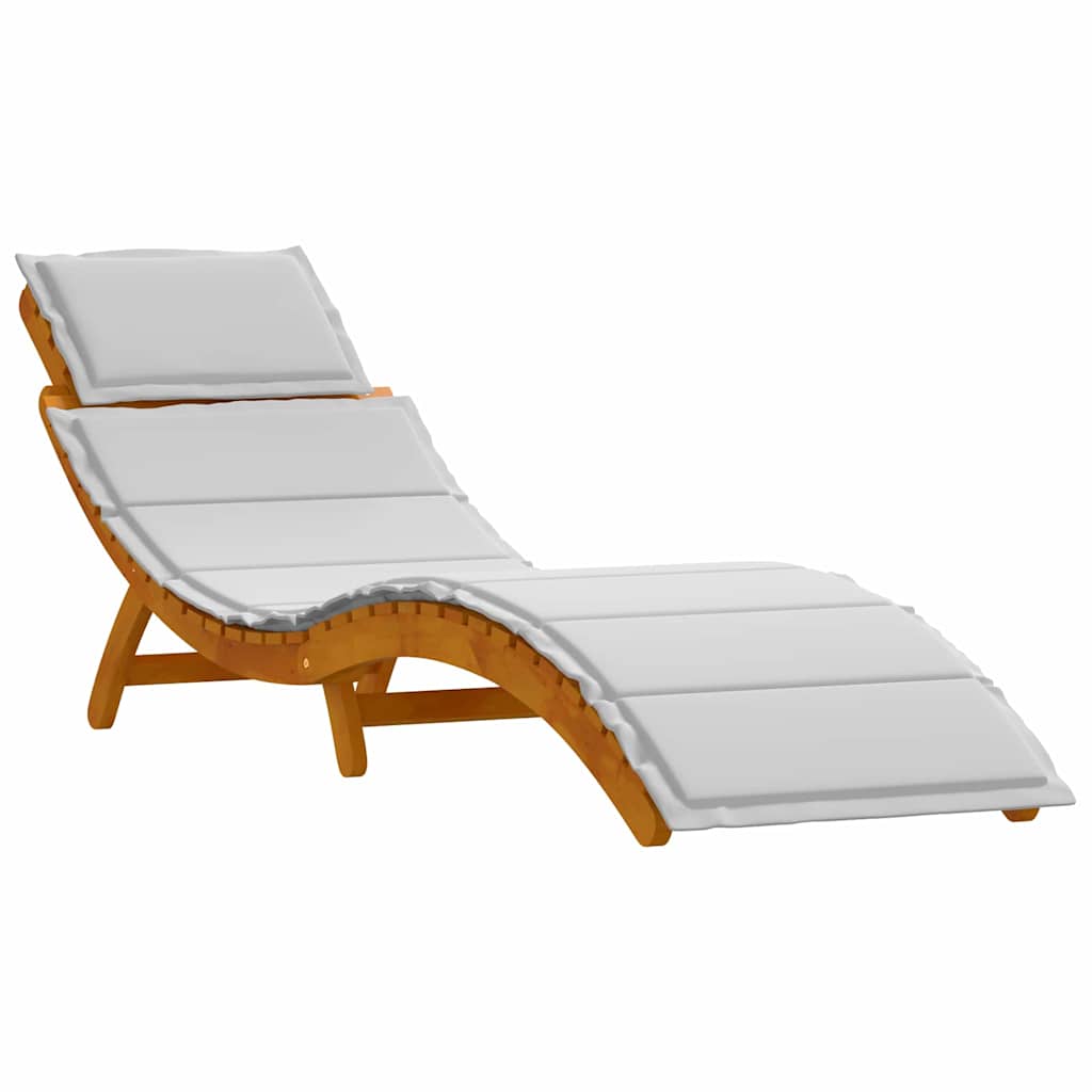 Sonnenliege mit Auflage Beige Massivholz Akazie
