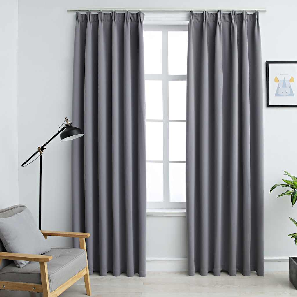 Verdunkelungsvorhänge mit Haken 2 Stk. Schwarz 140x175cm