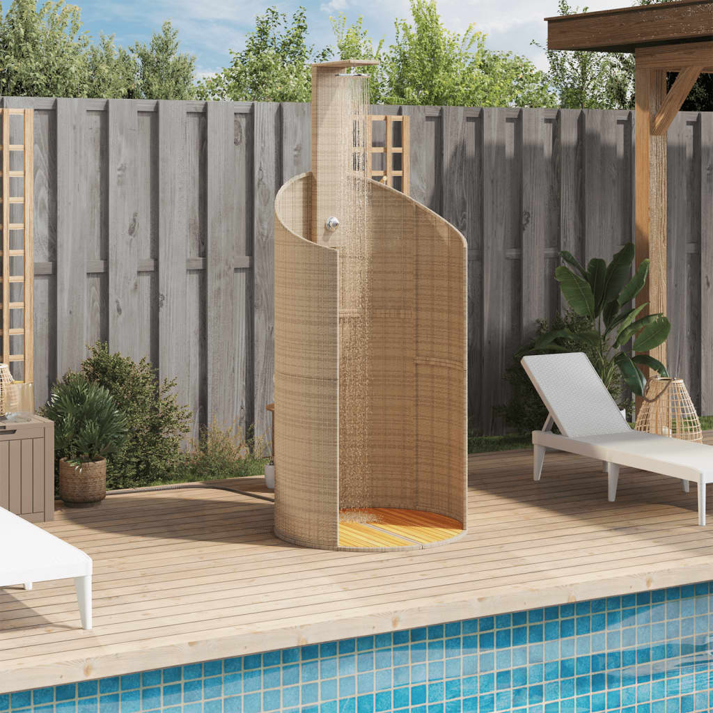 Gartendusche Grau 100x100x241,5 cm Poly Rattan Akazienholz