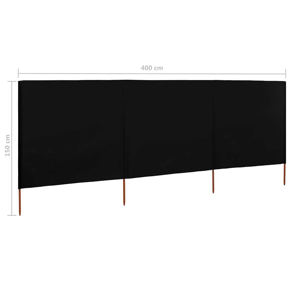3-teiliges Windschutzgewebe 400 x 120 cm Weiß