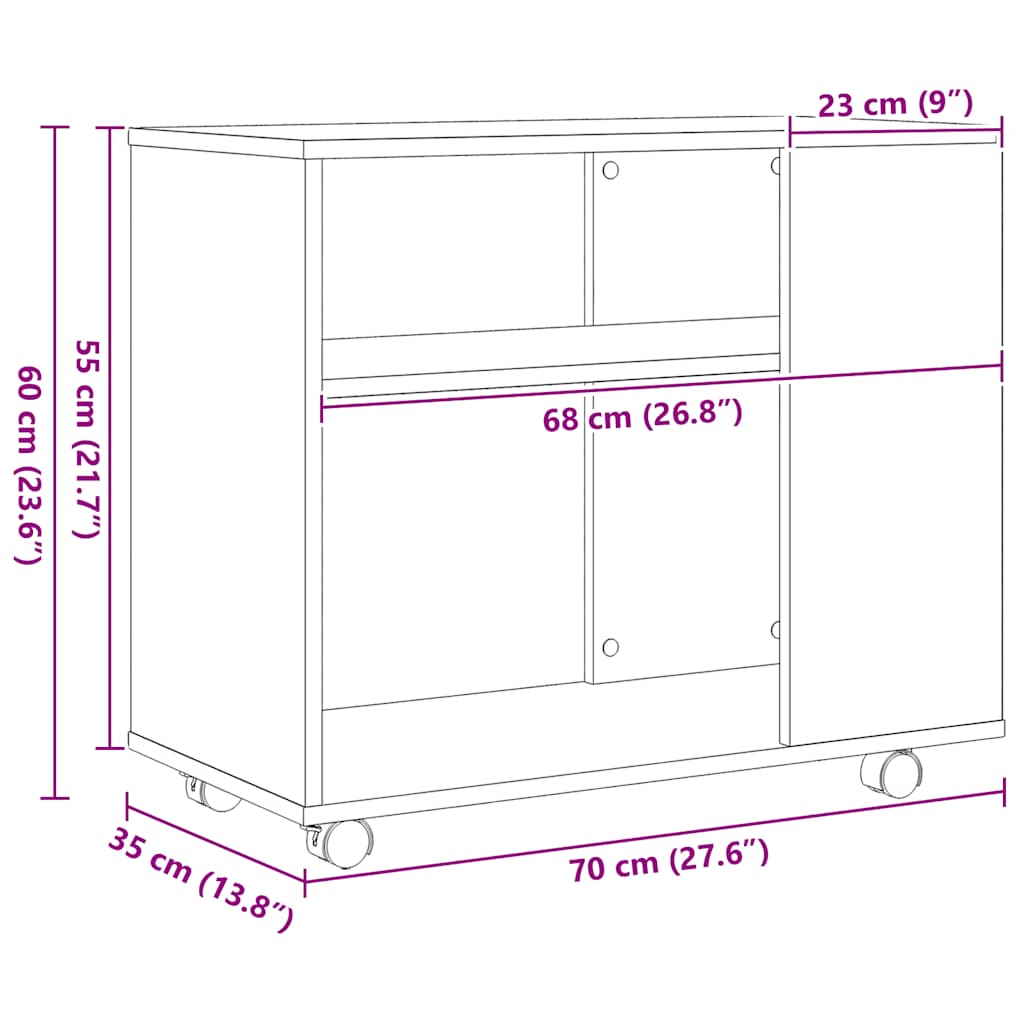 Beistelltisch Weiß 70x35x55 cm Holzwerkstoff