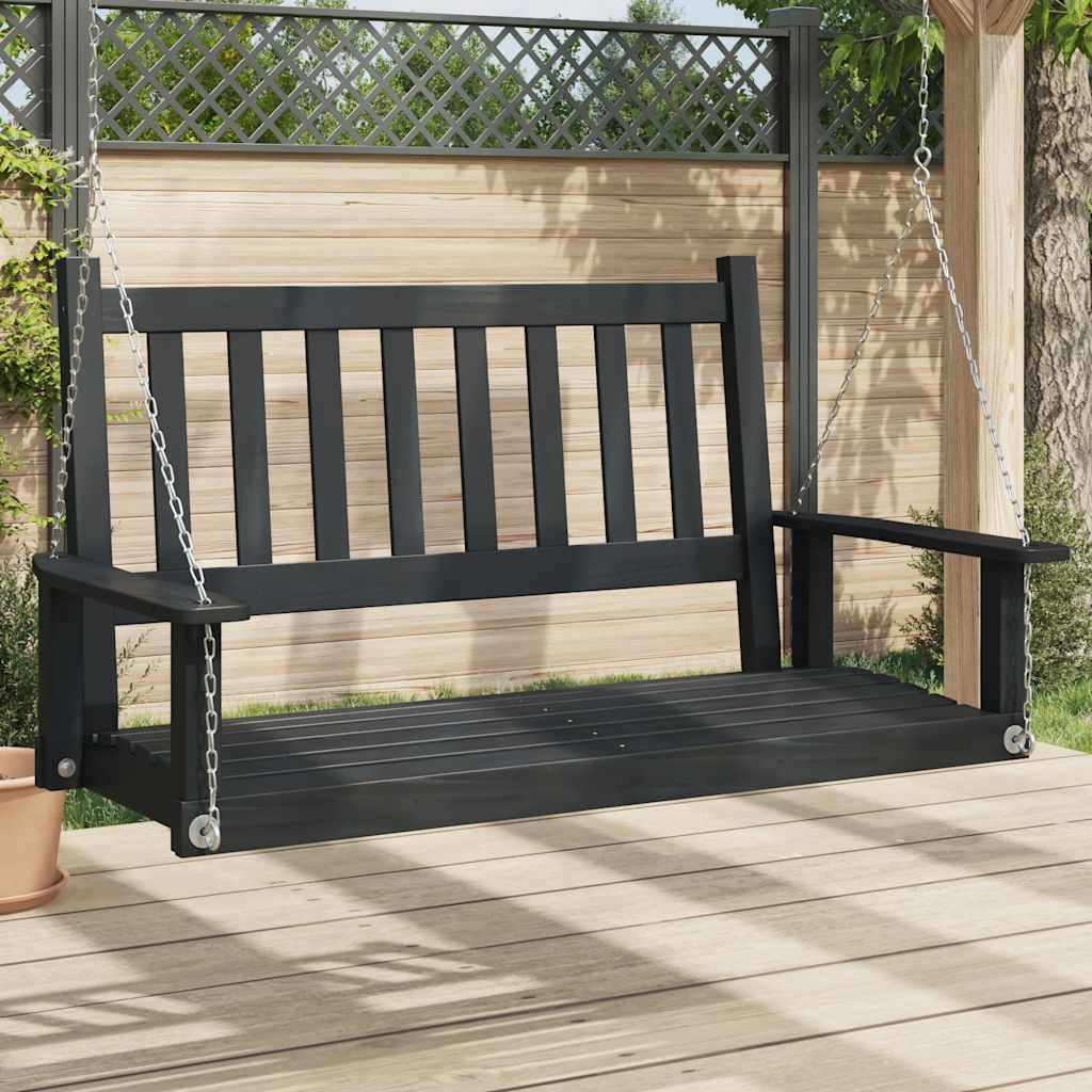 Garten-Hängestuhl mit Metallketten Braun Massivholz Tanne