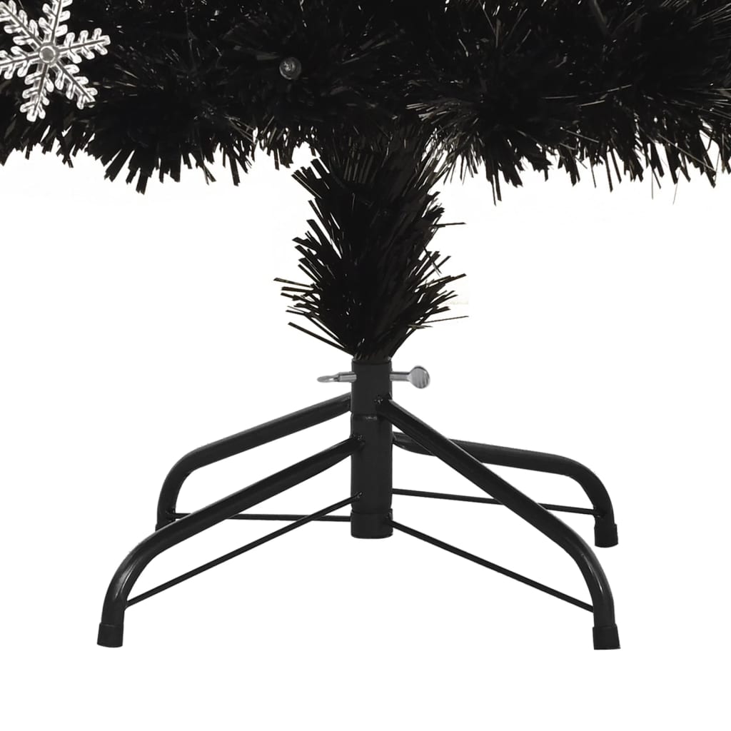 Weihnachtsbaum mit LED-Schneeflocken Schwarz 120 cm Fiberoptik