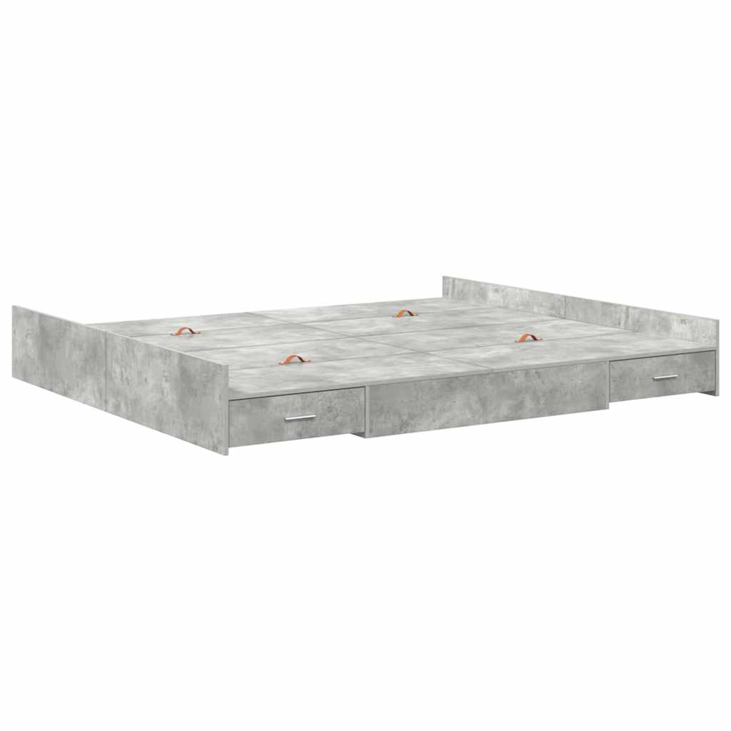 Aufbewahrungsbettgestell Weiß 200 x 200 cm Holzwerkstoff