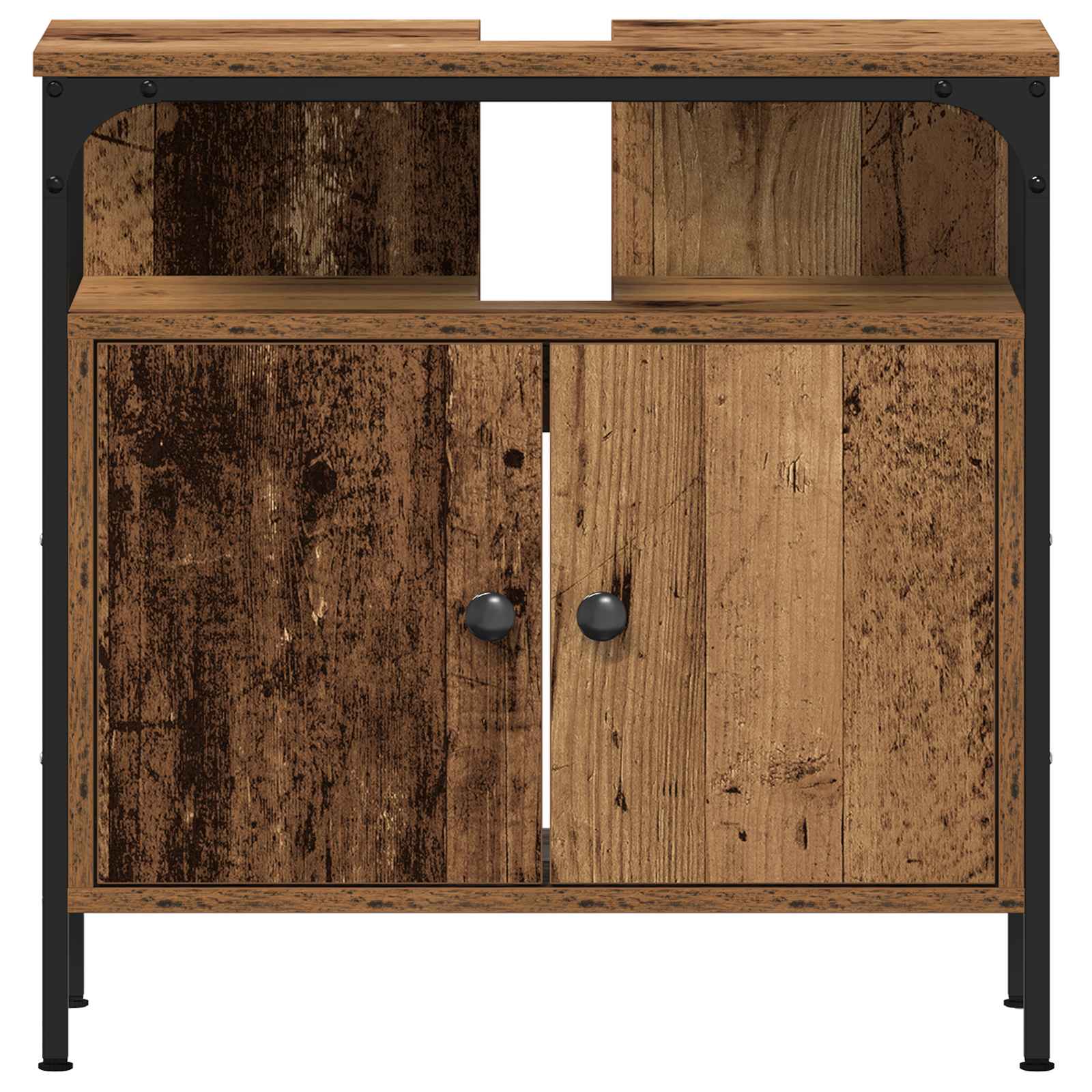 2-tlg. Badmöbel-Set Räuchereiche Holzwerkstoff