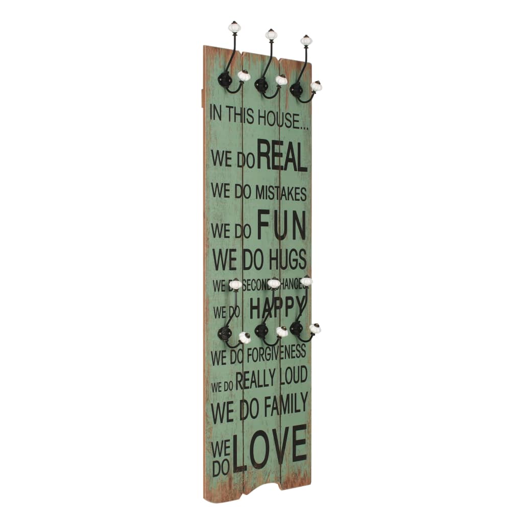 Wandgarderobe mit 6 Haken 120 x 40 cm "HOME IS