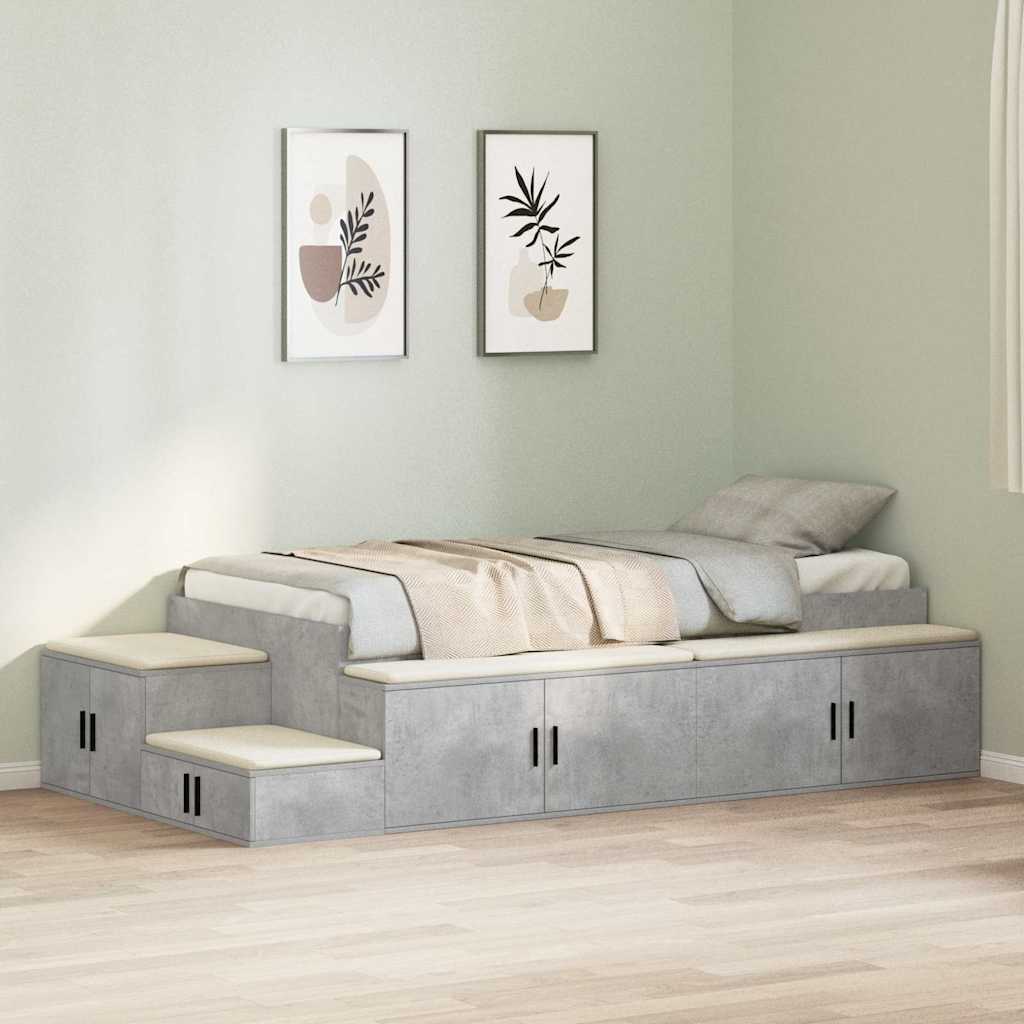 Aufbewahrungsbettgestell mit Speicher Weiß 80 cm Holzwerkstoff