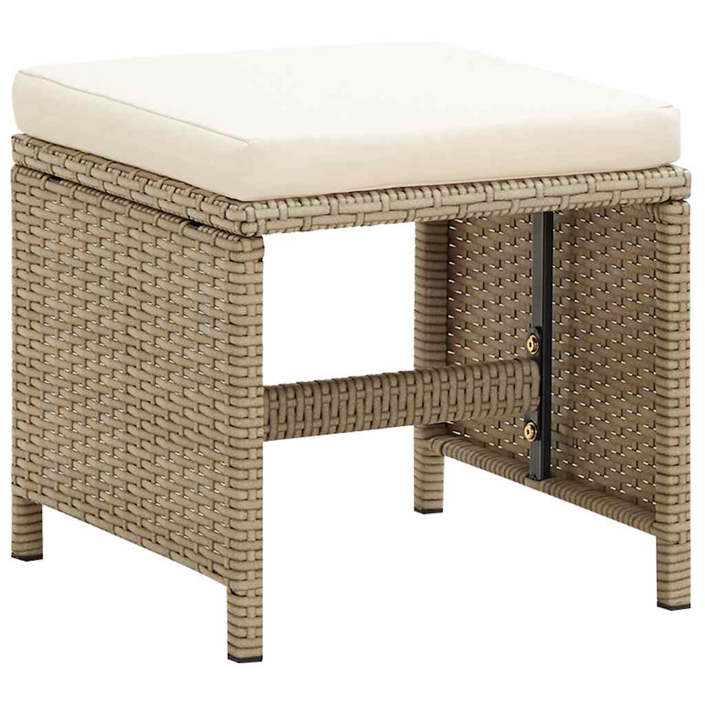 4-tlg. Gartenstuhl und Hocker Set Poly Rattan Schwarz