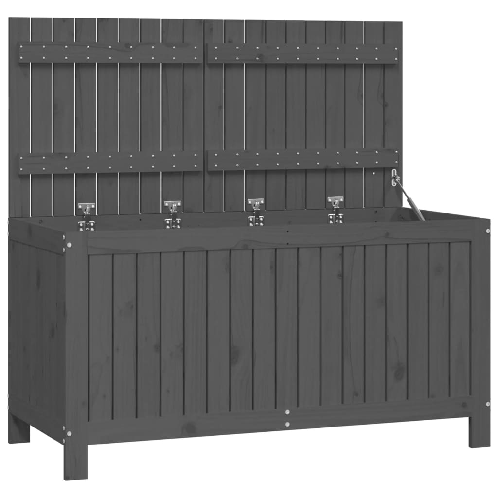 Gartentruhe Grau 76x42,5x54 cm Massivholz Kiefer