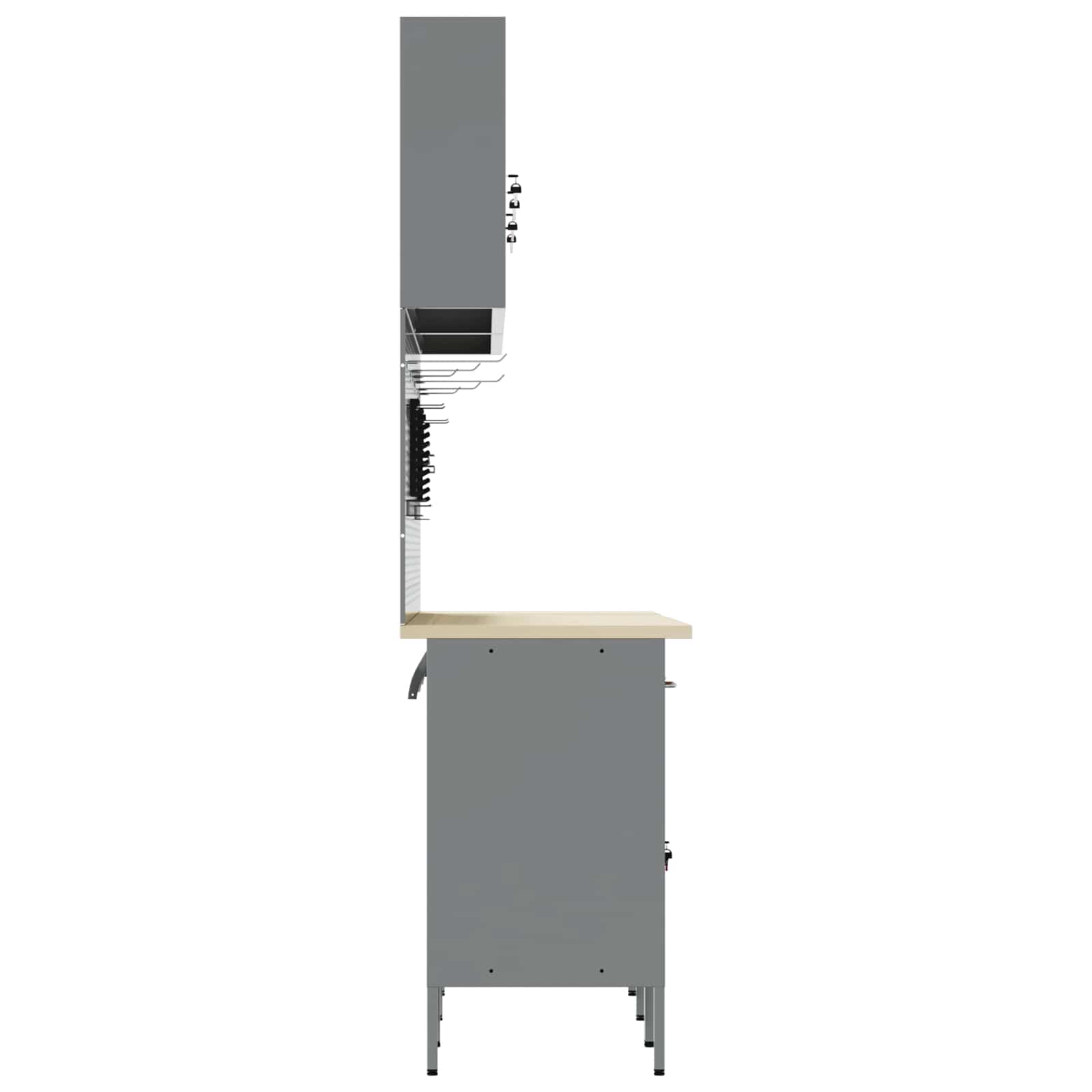 Arbeitsschrankset mit Schubladen mit Regal 8 pcs Grau