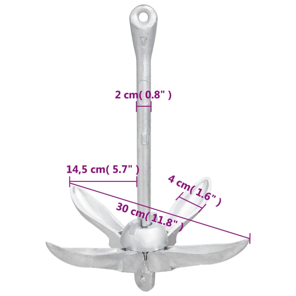 Klappanker Silber 0,7 kg Feuerverzinktes Gusseisen