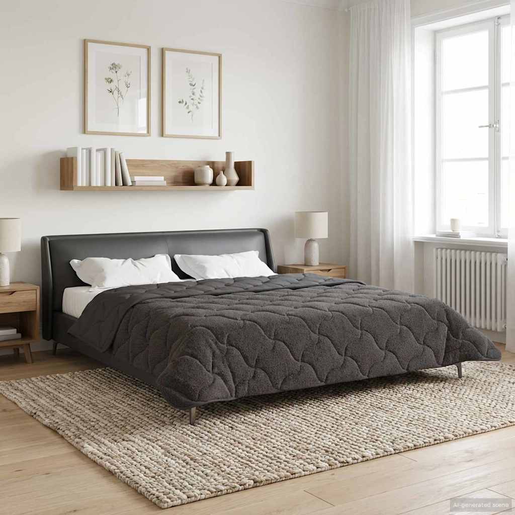 Sommerdecke Anthrazit 135 x 200 cm Mikrofaser und Teddy-Fleece