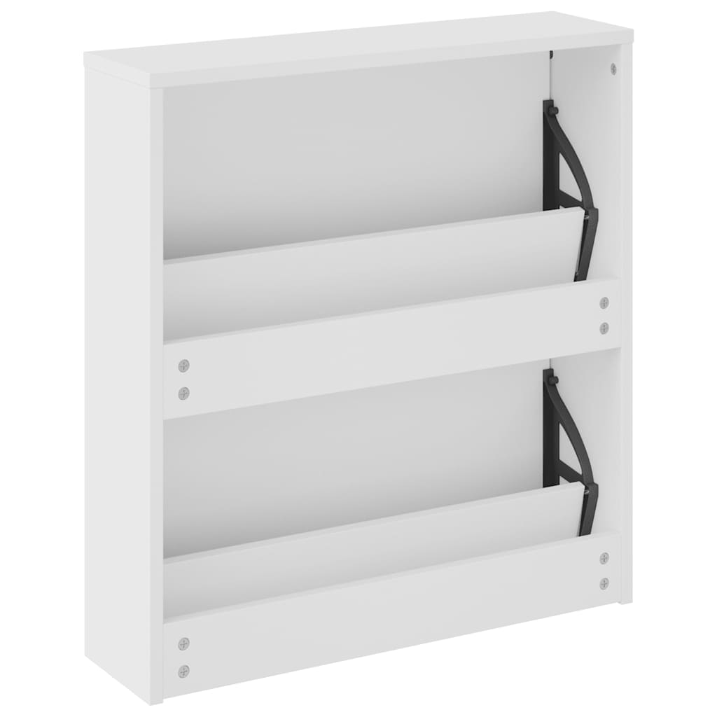 Schuhschrank mit 2 Fächern Spiegel Eiche-Optik 63x17x67 cm