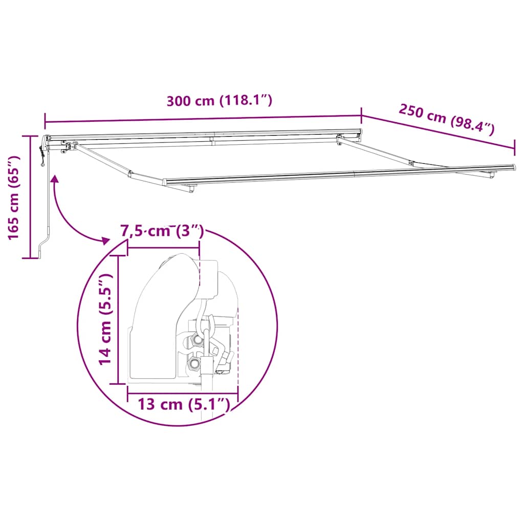Markise Automatisch Einziehbar 350x250 cm Creme