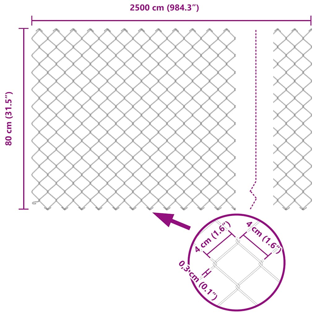 Outdoor Kettenglied-Zaun Erdfixierung 10 x 0,4 m Grün Netz