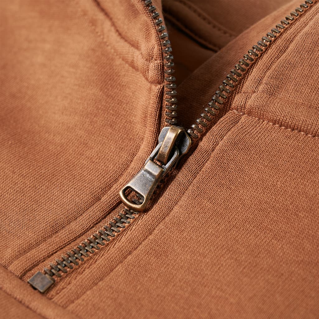 Kinder-Kapuzenpullover mit Halbem Reißverschluss Anthrazit Cognac 92
