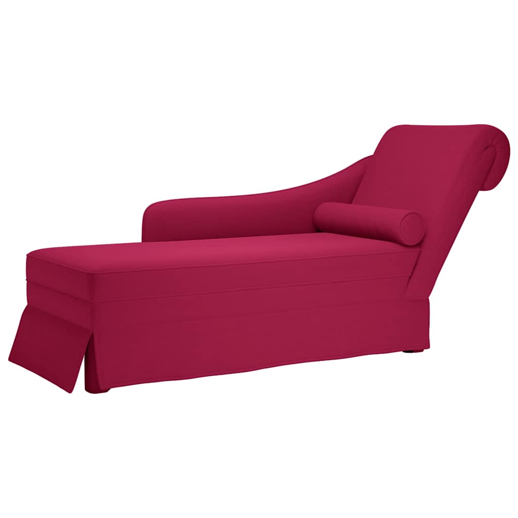 Chaiselongue mit Nackenrolle und Rechter Armlehne Blau Samt