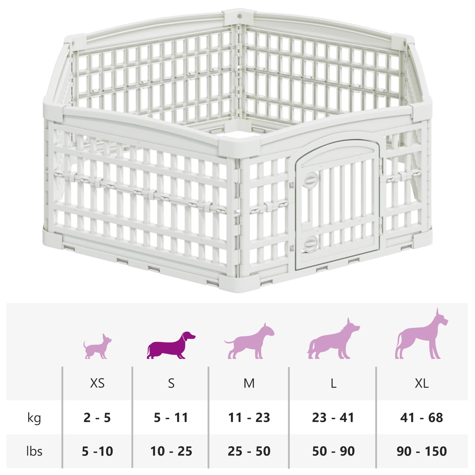 6-Panel-Hundespielplatz 122 x 106,5 x 40 cm Kunststoff Weiß