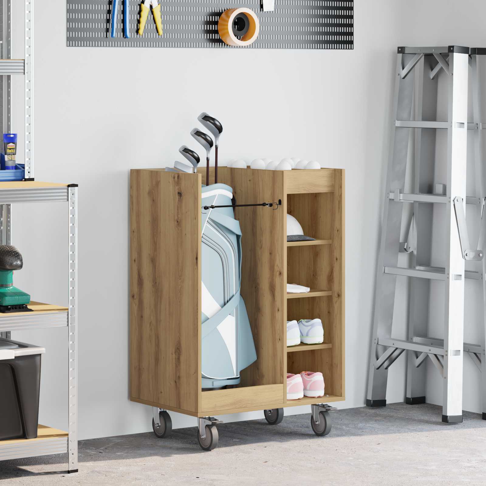 Golf Schrank Mit Rad Uni Weiß 65 x 45 x 98 cm