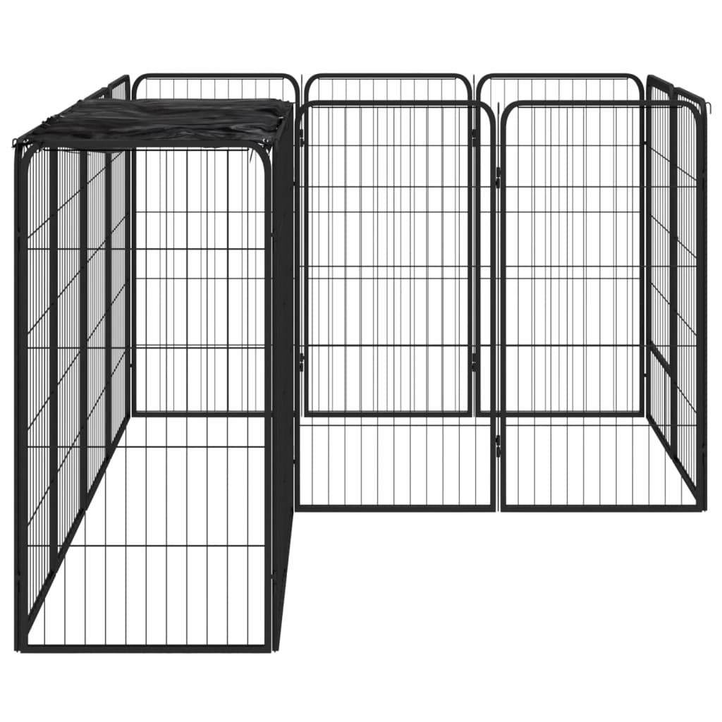 6-tlg. Hundelaufstall Schwarz 50x100cm Stahl Pulverbeschichtung