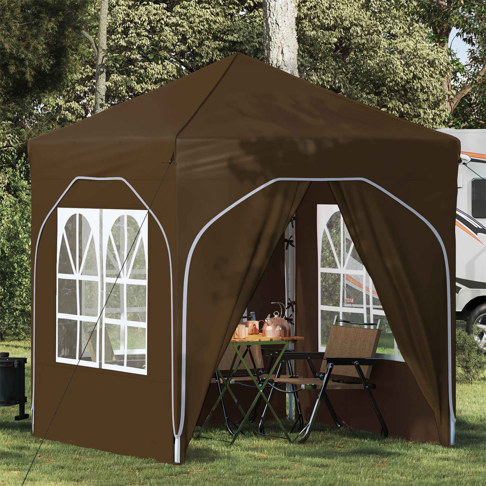 Pop-up Partyzelt 194 x 194 x 245 cm Creme