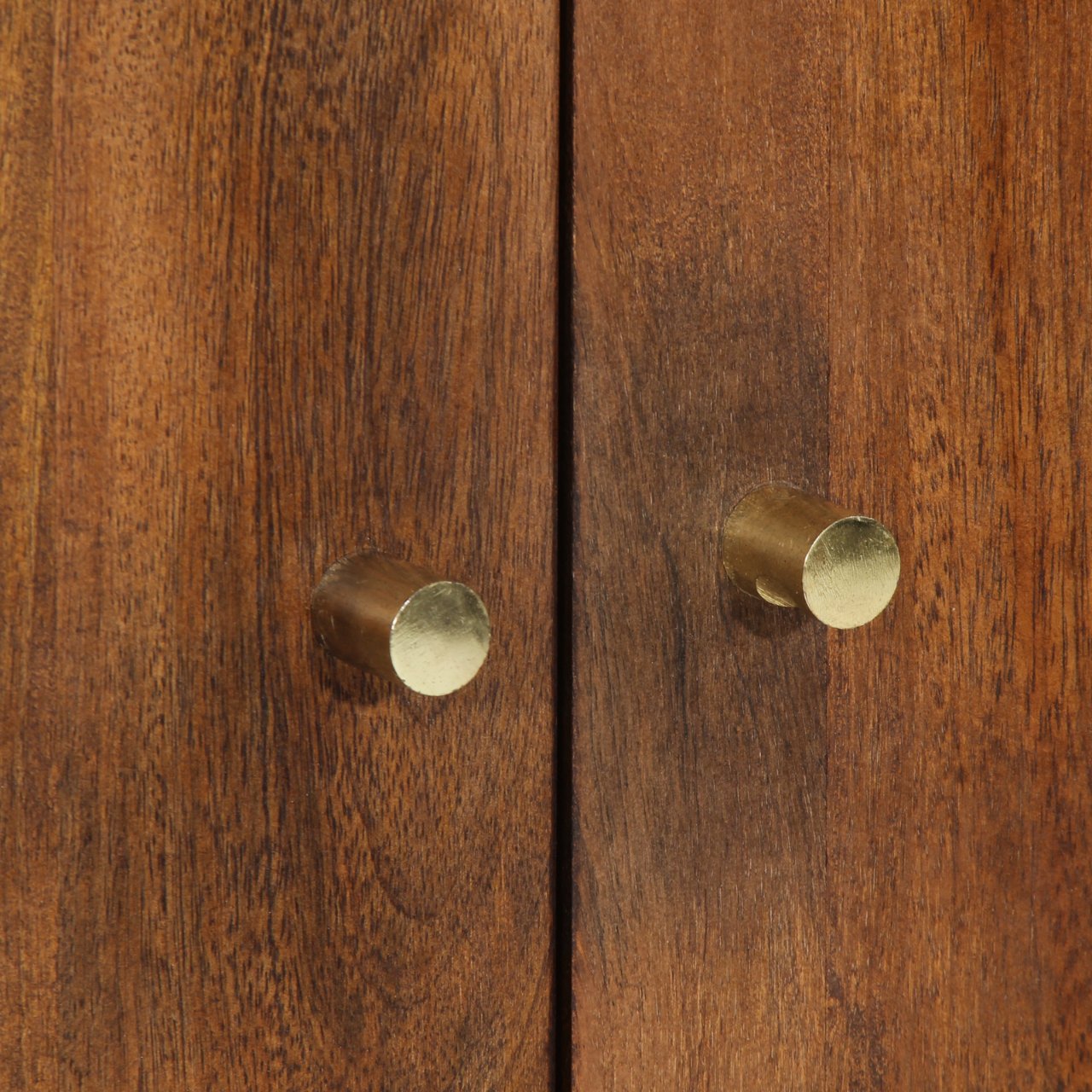 Highboard Grau und Gold 60 x 33 x 100 cm Massivholz Mango