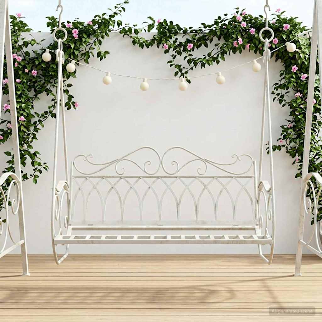 Schaukelbank Stahl 71 x 75 x 59 cm Antik Weiß
