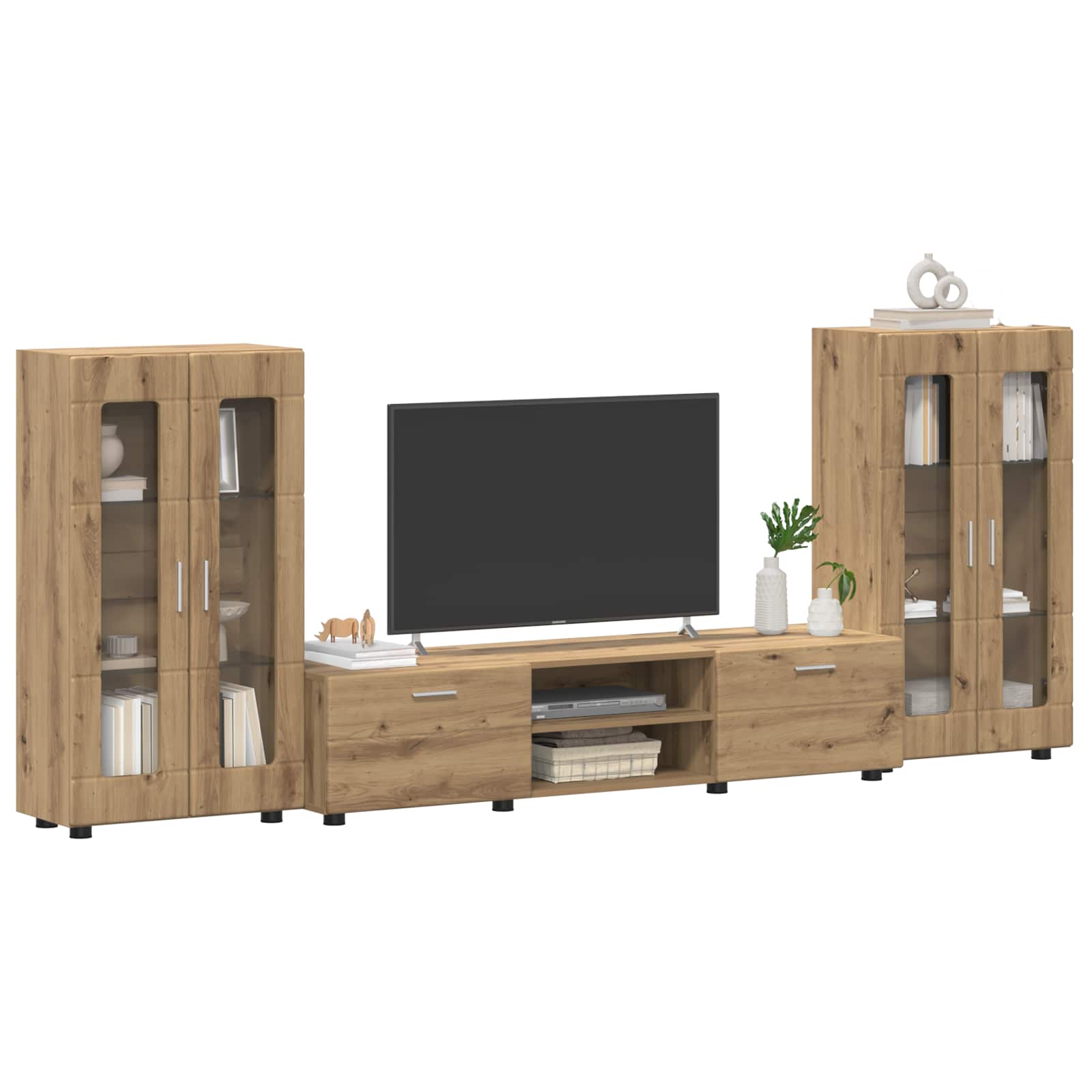 Highboard mit Regal FLORIN Weiß 60 x 35 x 182 cm Holzwerkstoff
