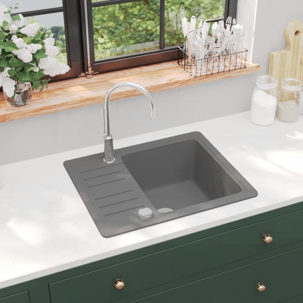 Granitspüle Einzelbecken Schwarz