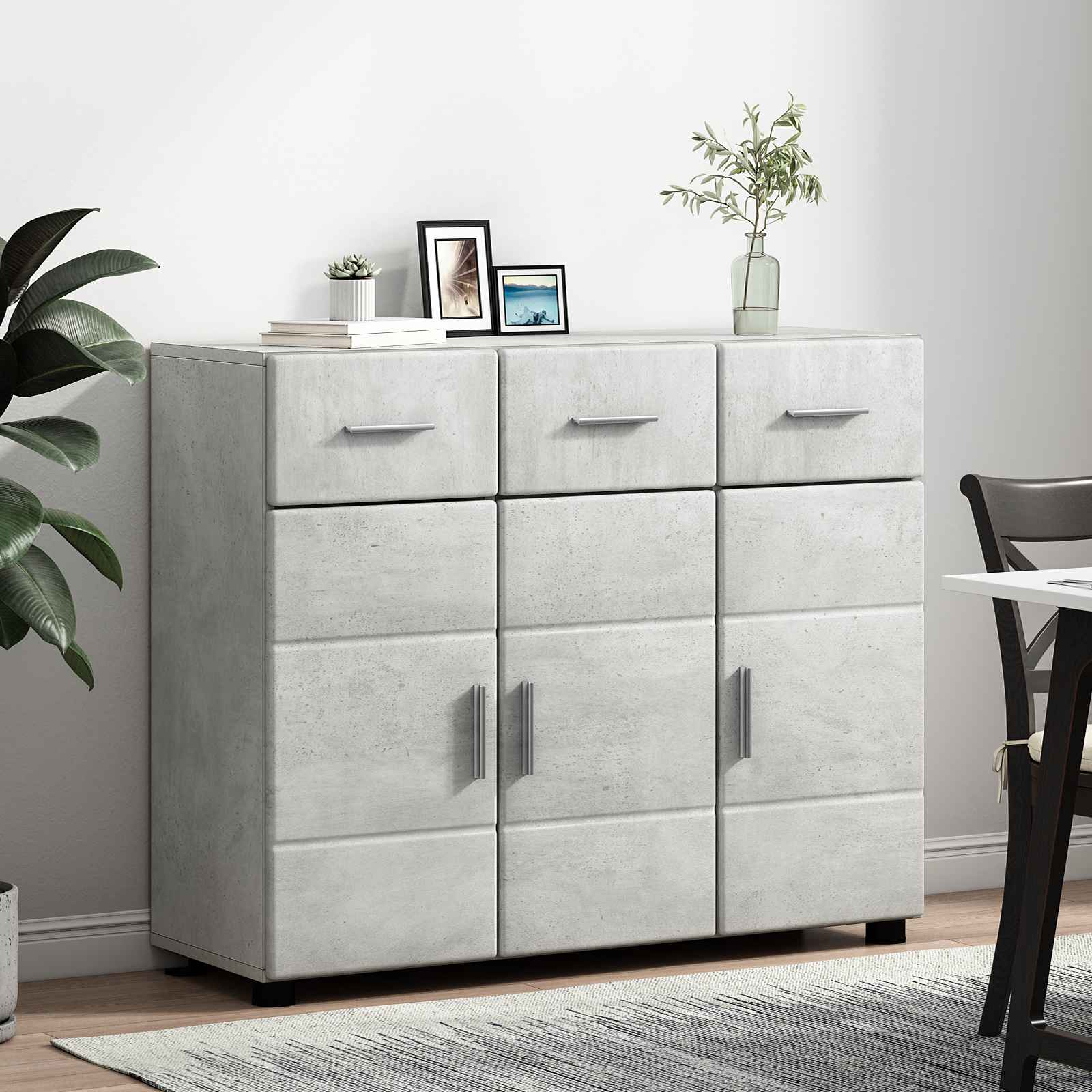 Highboard mit Regal FLORIN Weiß 60 x 35 x 182 cm Holzwerkstoff