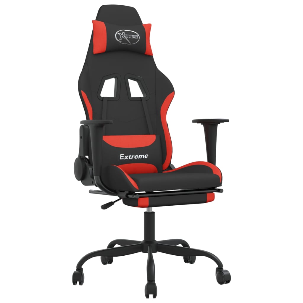 Gaming-Stuhl mit Massagefunktion Schwarz und Creme Stoff