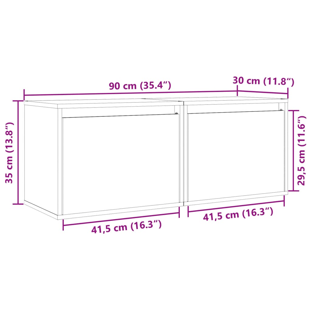 Wandschrank 45x30x35 cm Massivholz Kiefer