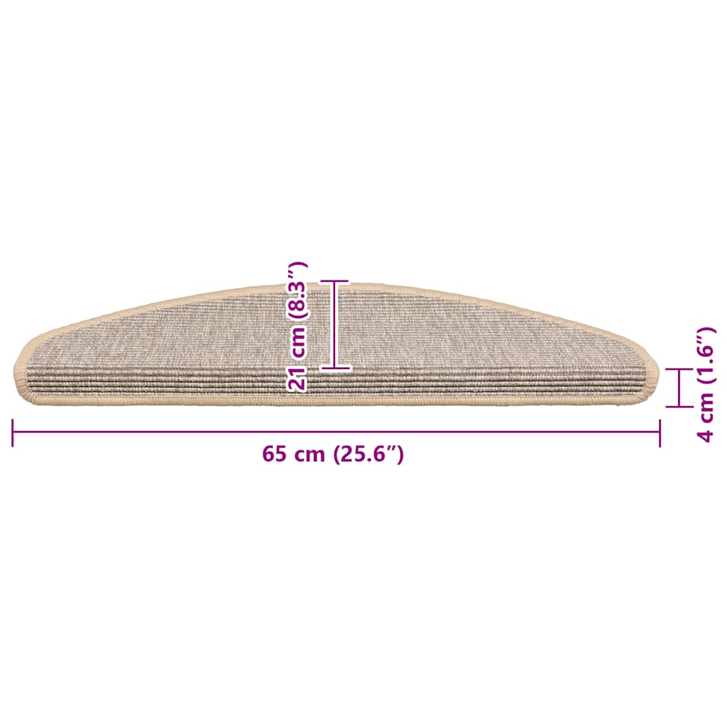 Stufenmatten 15 Stk. 56x17x3 cm Beige und Grau Halbrund