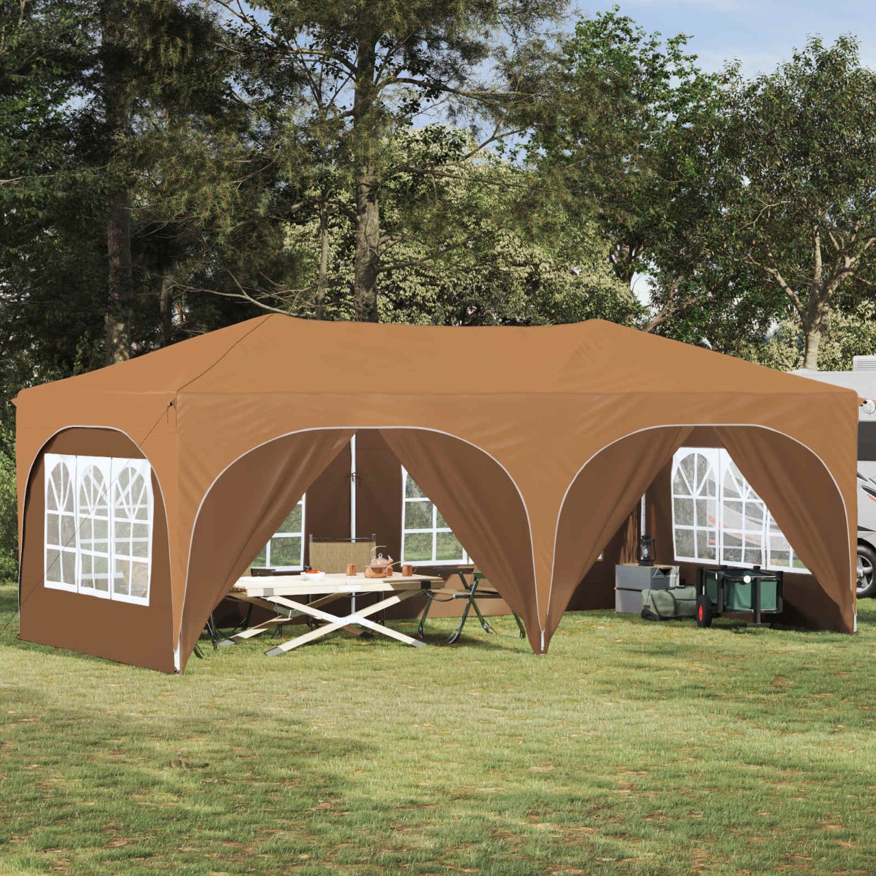 Pop-up Partyzelt 575 x 288 x 245 cm Creme Oxford-Stoff