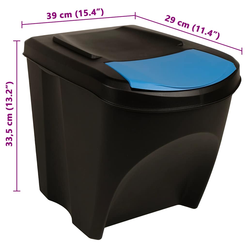 Stapelbare Mülleimer 3 Stk. Grau 75 L Polypropylen