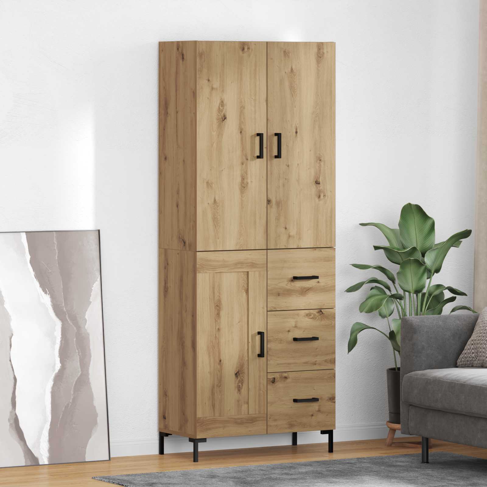 Highboard Betongrau 69,5x34x180 cm Holzwerkstoff