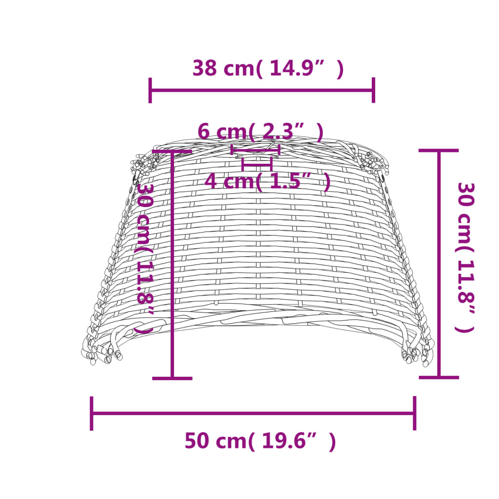 Lampenschirm Weiß Ø15x12 cm Korbweide