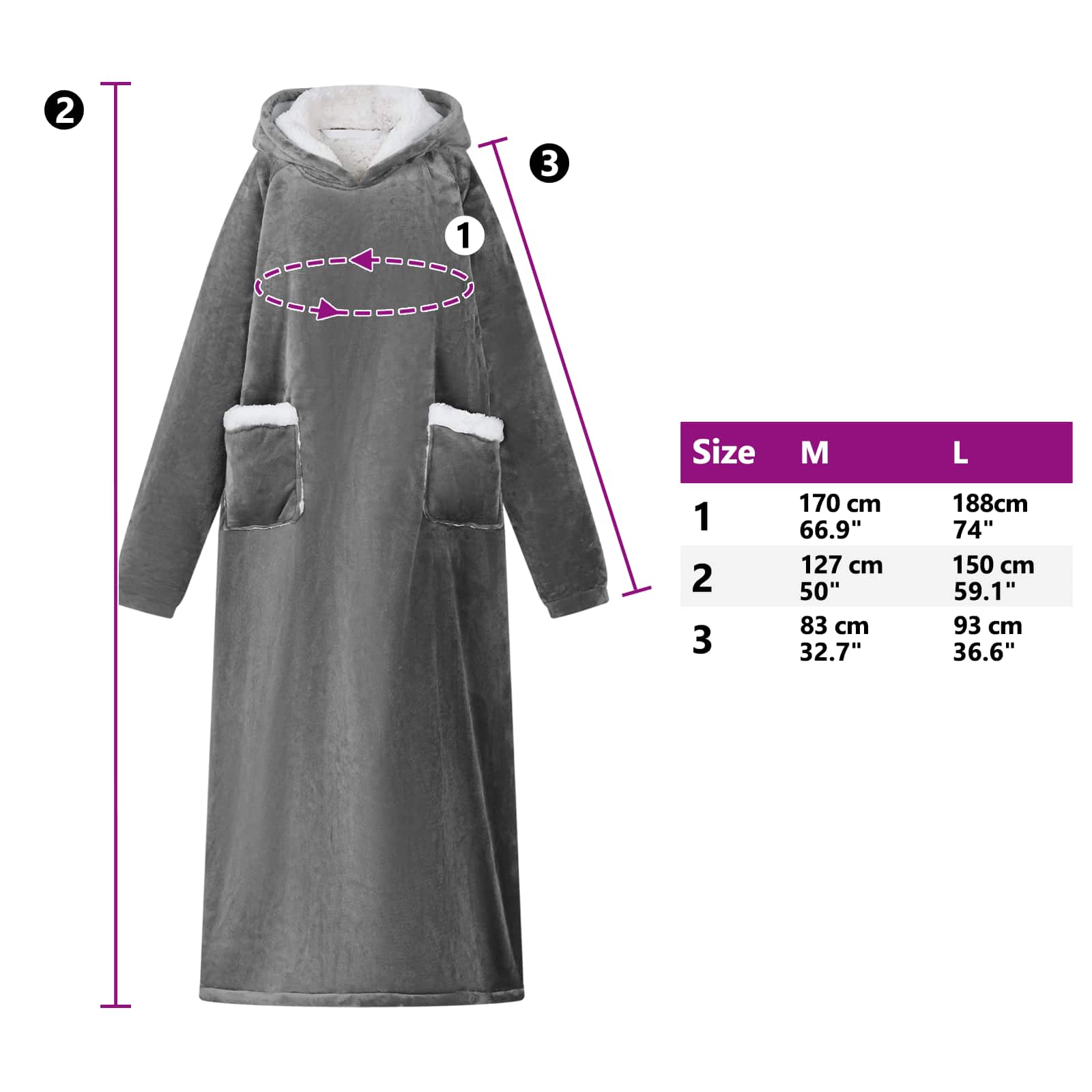 Decken-Hoodie Beige M Fleece und Flanell
