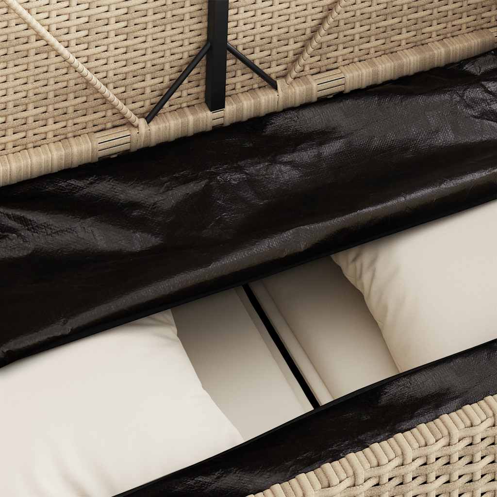 Gartenbank mit Kissen Schwarz Poly Rattan