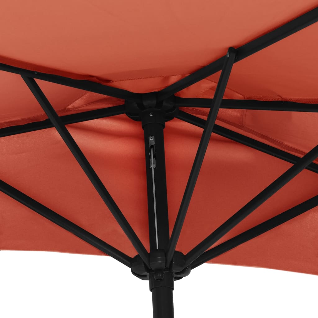 Balkon-Sonnenschirm Alu-Mast Bordeauxrot 270x144x222cm Halbrund