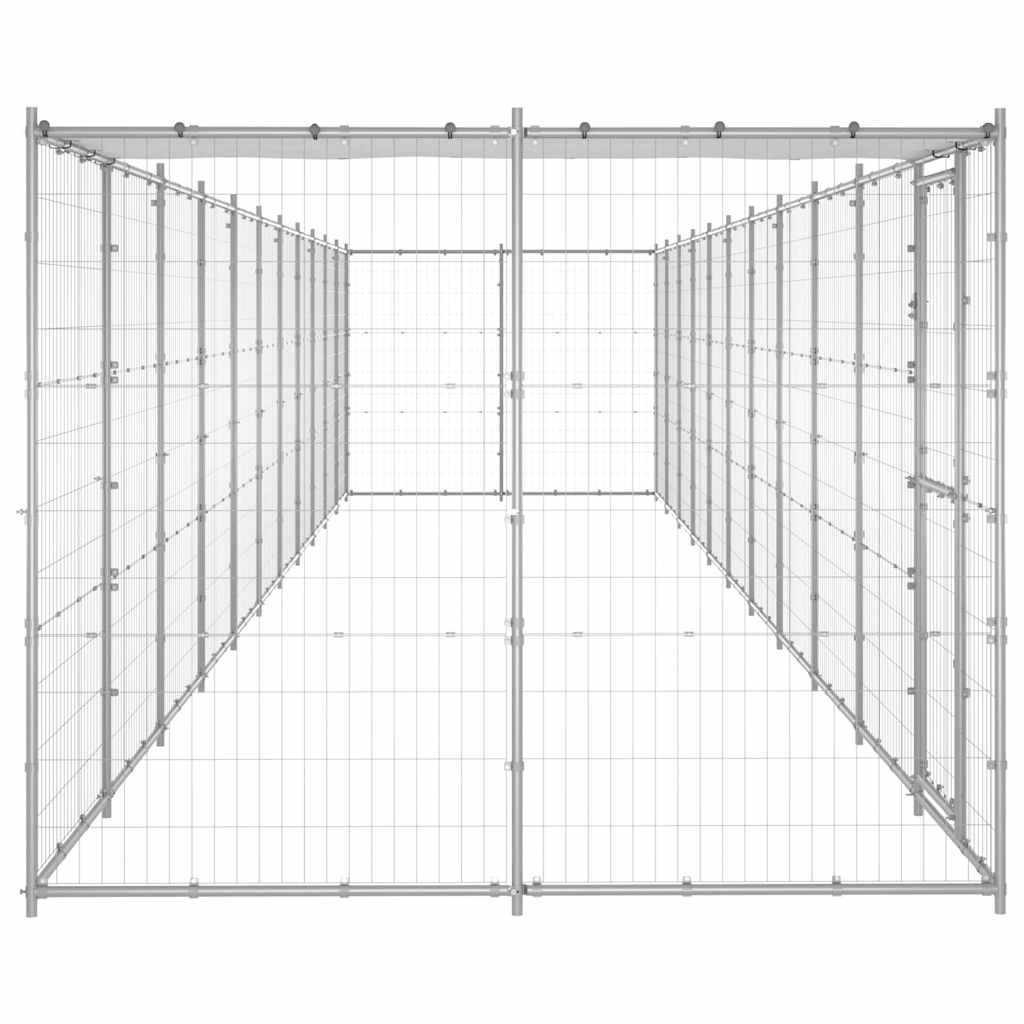 Outdoor-Hundezwinger mit Überdachung Stahl 7,26 m²