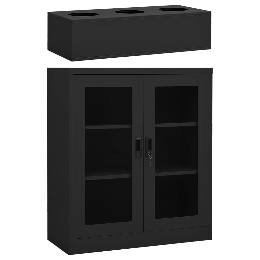 Büroschrank mit Pflanzkasten Hellgrau 90x40x128 cm Stahl