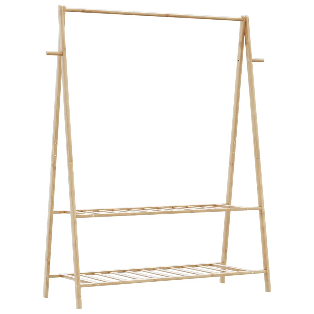 Kleiderständer mit Ablagen und Rollen 96x45,5x155,5 cm Bambus