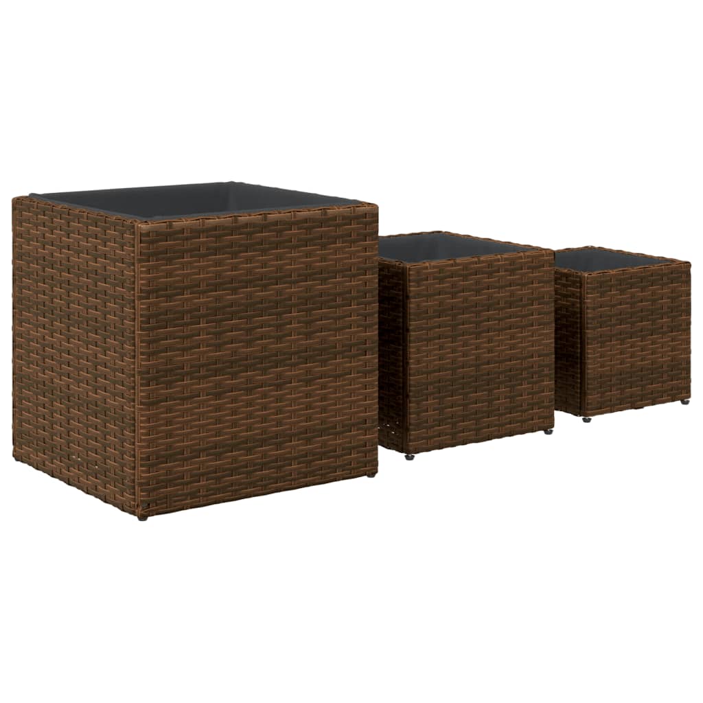 Pflanzkübel 3 Stk. Schwarz Poly Rattan