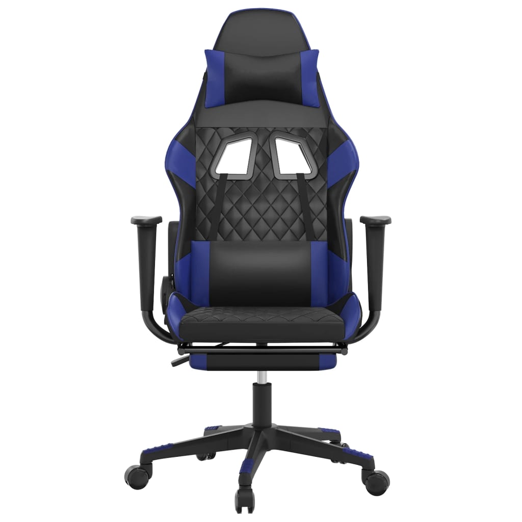 Gaming-Stuhl mit Massagefunktion Schwarz und Blau Kunstleder