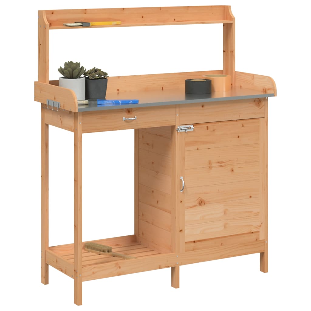 Pflanztisch mit Schrank 110,5x45x124,5 cm Massivholz Tanne