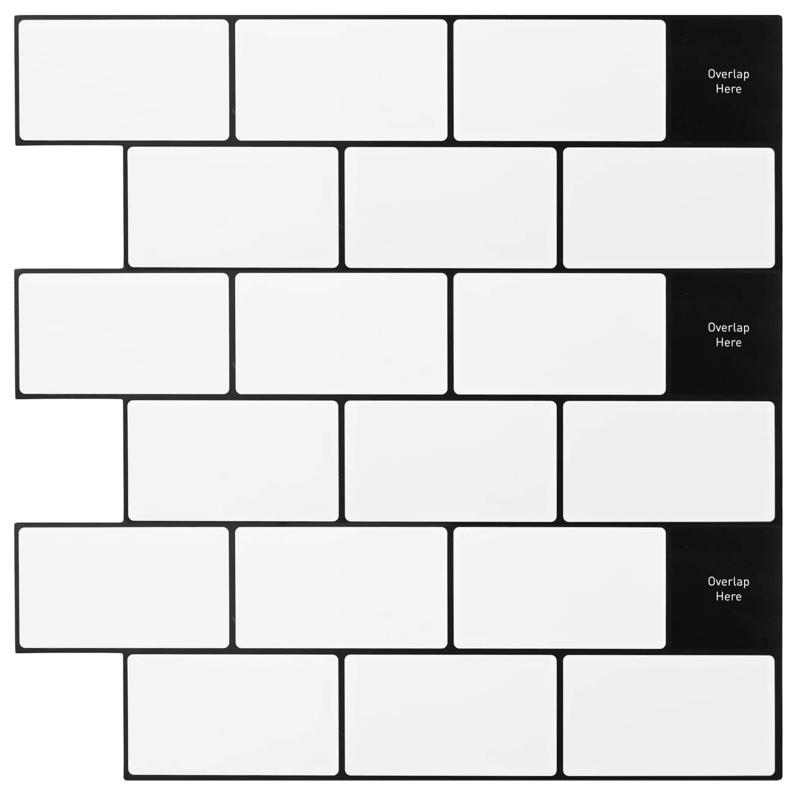 U-Bahn-Fliese 10 pcs Weiß Grau 30 x 30 cm Polyurethan und PET