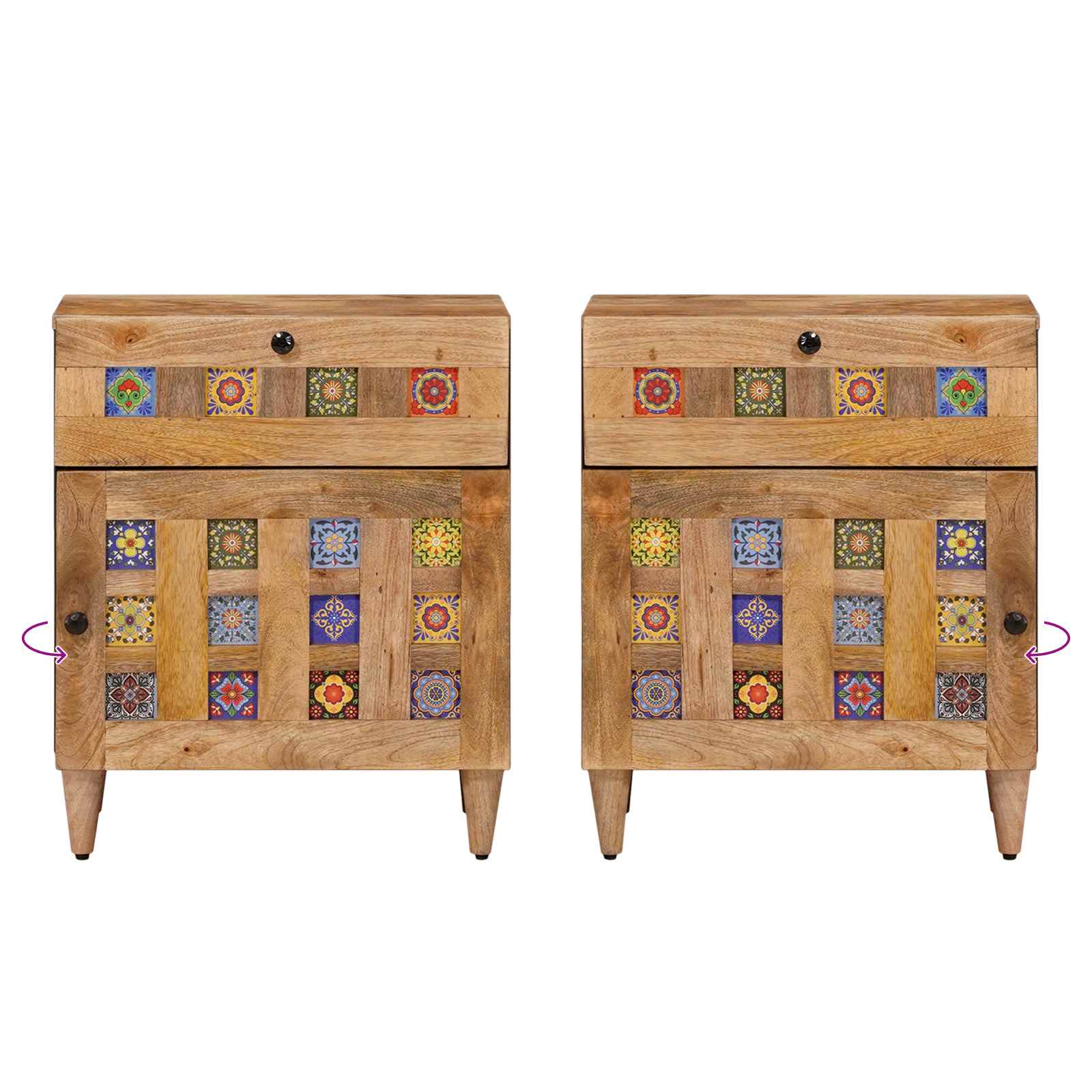 Nachttisch Braun 50 x 33 x 60 cm Massivholz Mango
